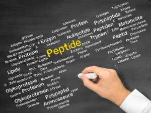 Peptide written on chalkboard